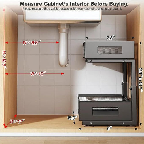 2-Tier Sliding Under Sink Cabinet Storage Organizer