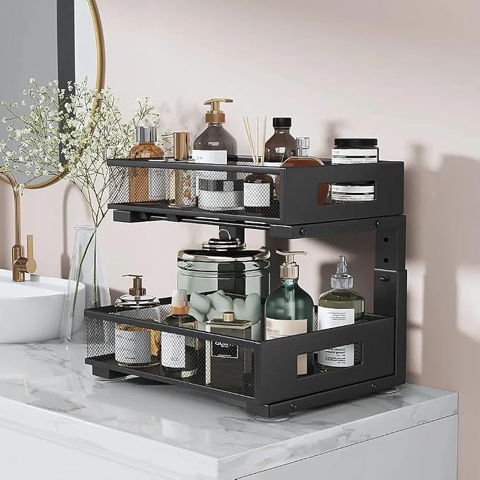 2-Tier Sliding Under Sink Cabinet Storage Organizer