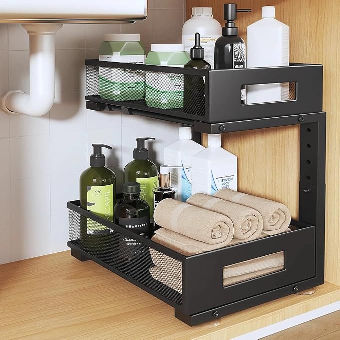 2-Tier Sliding Under Sink Cabinet Storage Organizer